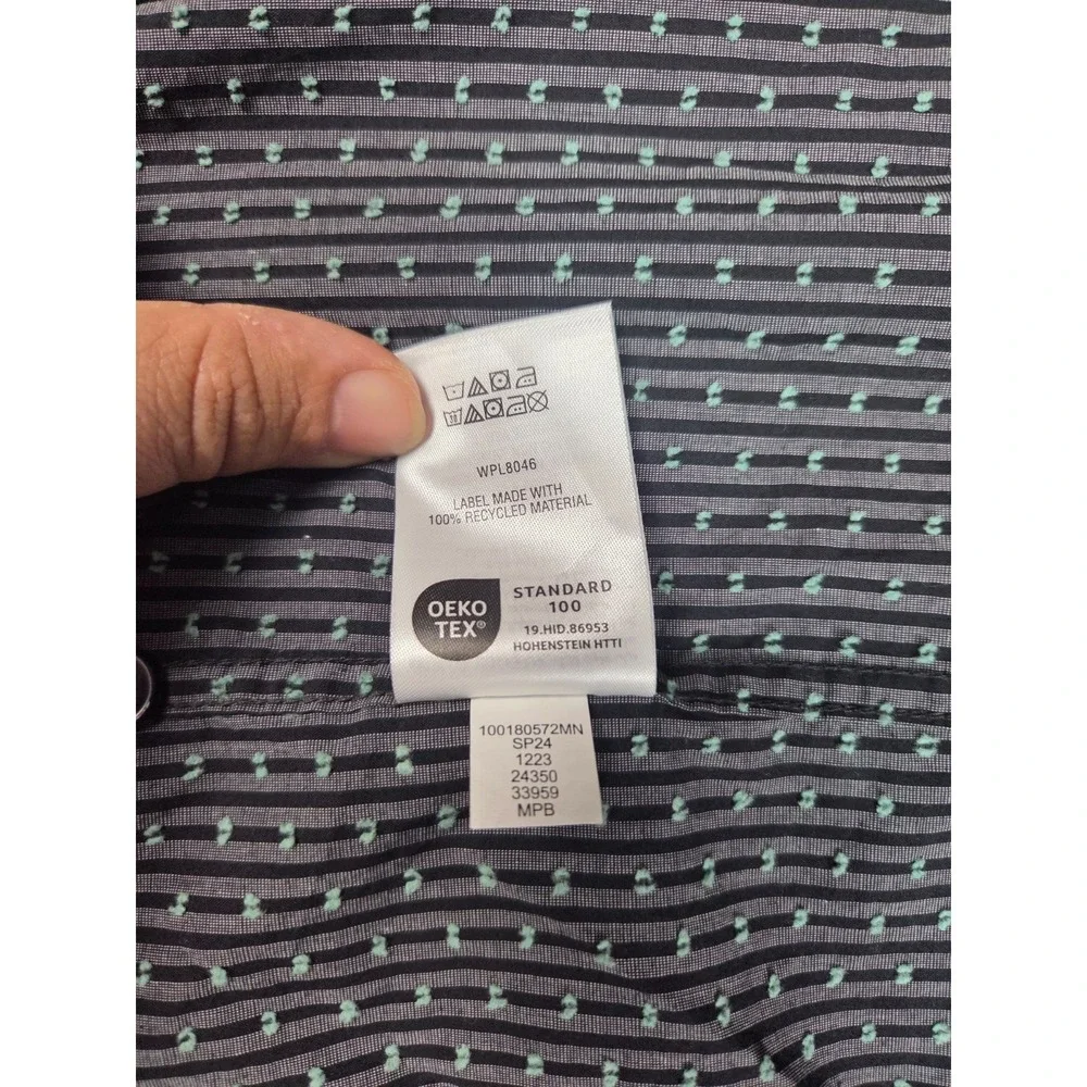 Alfini Mens Casual Short‎ Sleeve Shirt XXL Black & Gray Stripe
